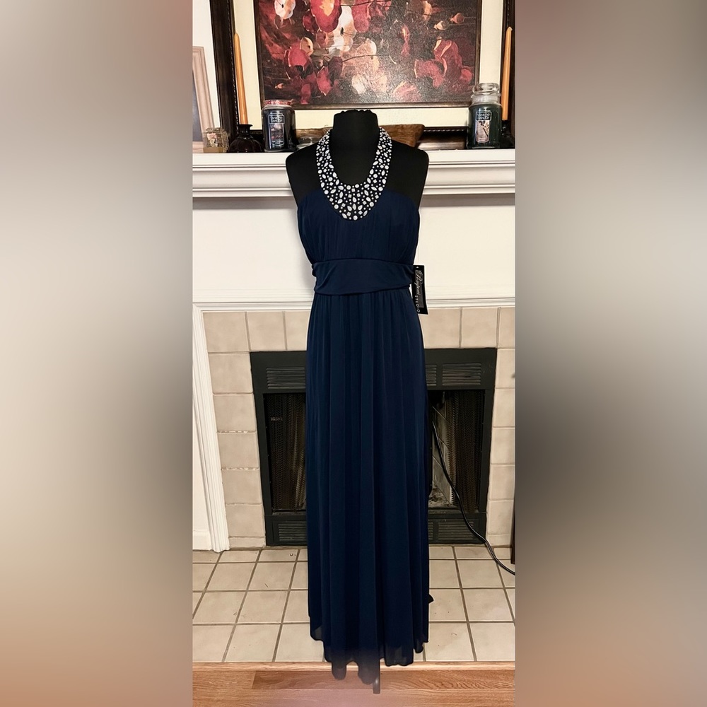 Pompous Studio Navy Blue & Jewled Dress